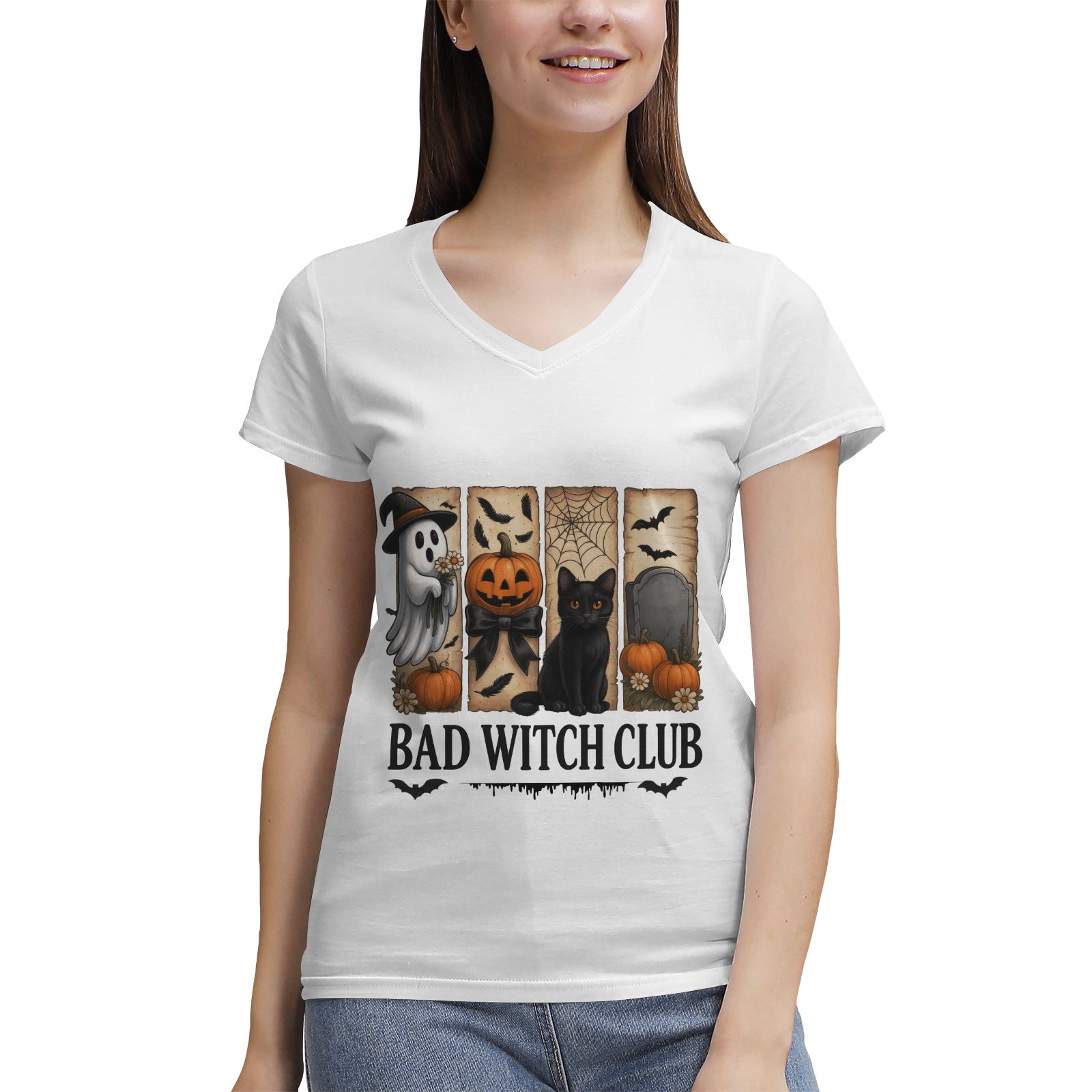 Women's 100% Cotton V‑Neck T‑shirt