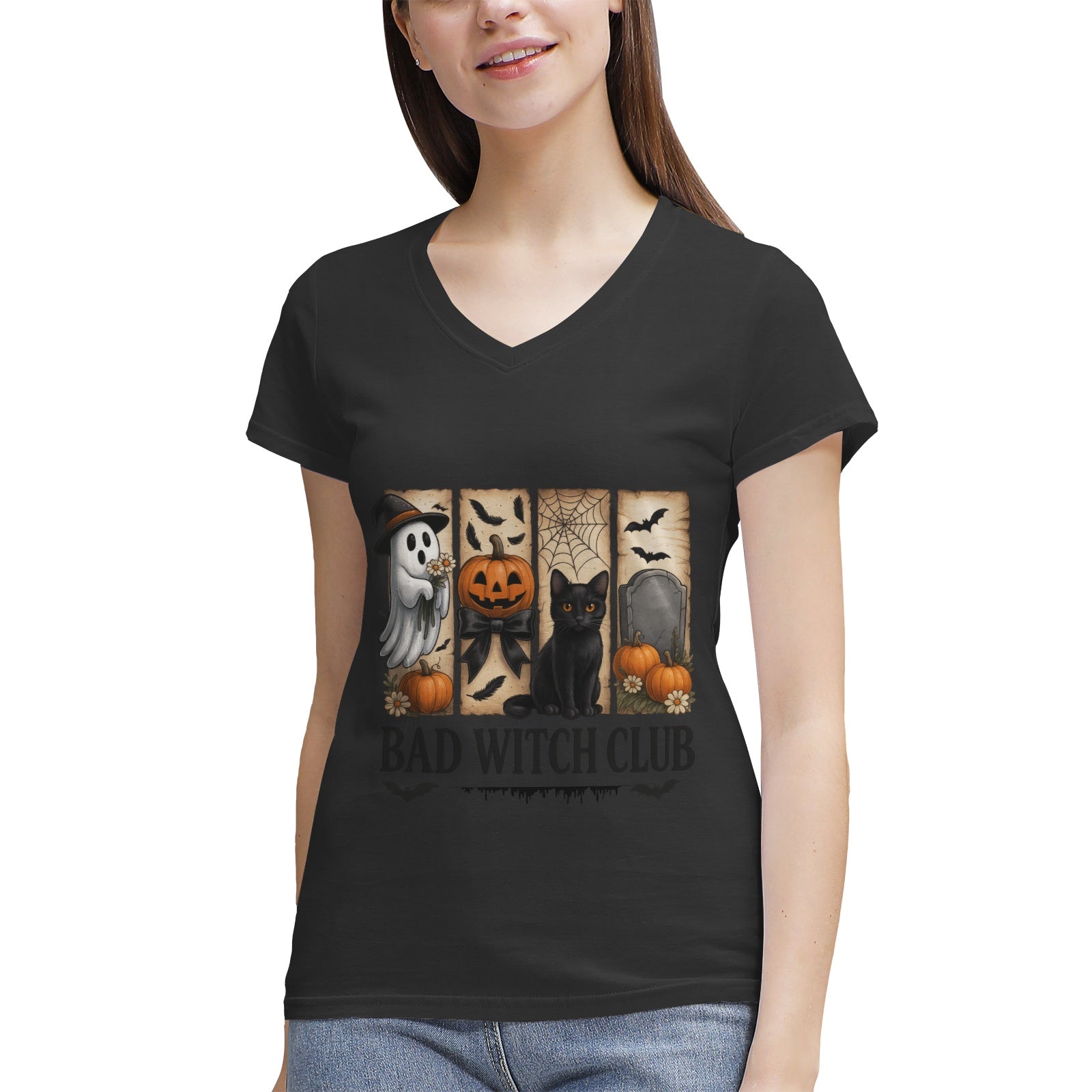 Women's 100% Cotton V‑Neck T‑shirt
