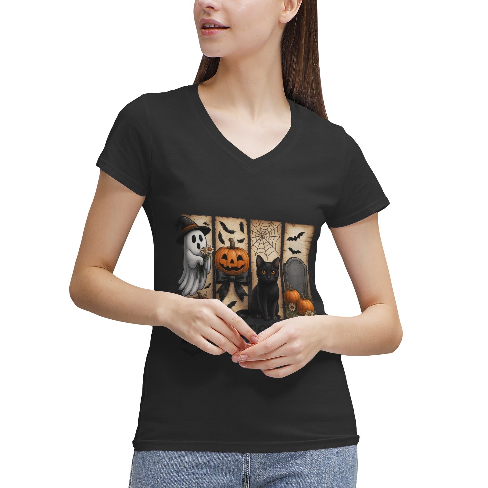 Women's 100% Cotton V‑Neck T‑shirt
