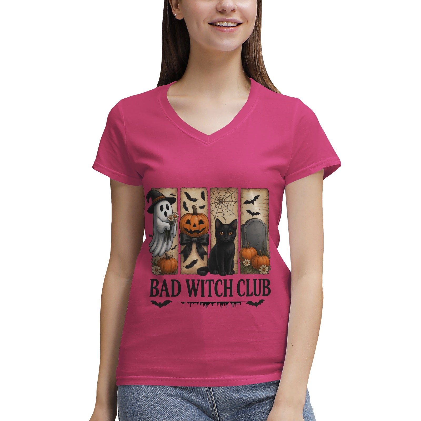 Women's 100% Cotton V‑Neck T‑shirt