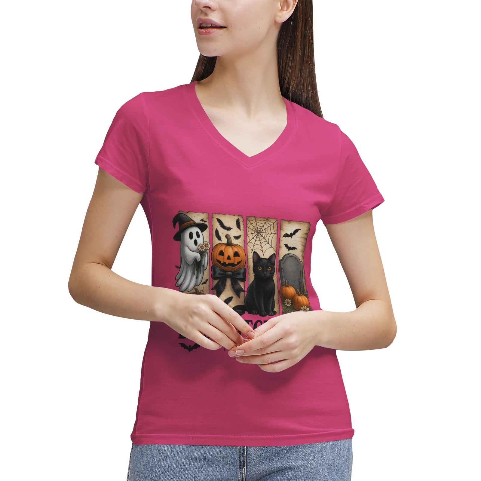 Women's 100% Cotton V‑Neck T‑shirt