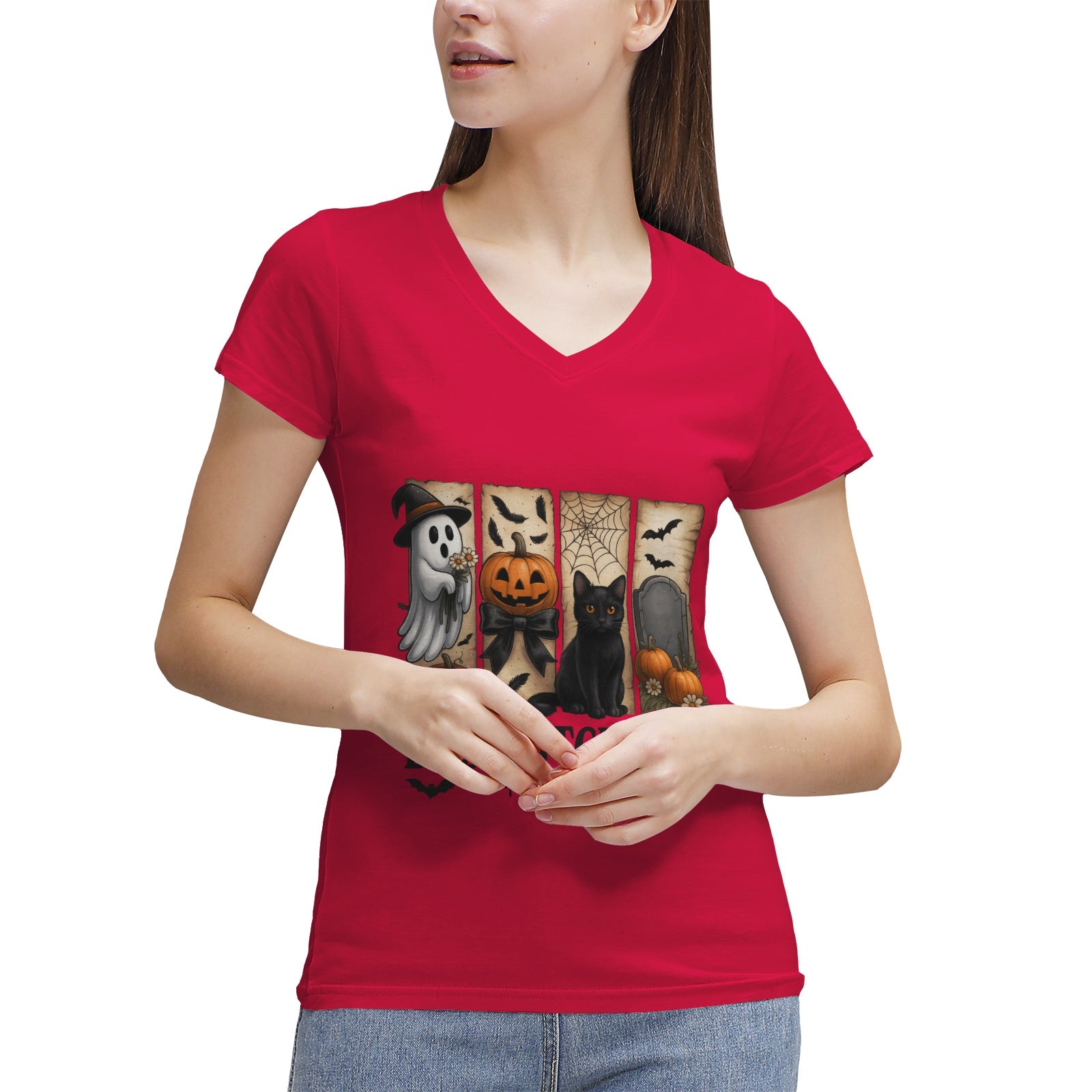 Women's 100% Cotton V‑Neck T‑shirt