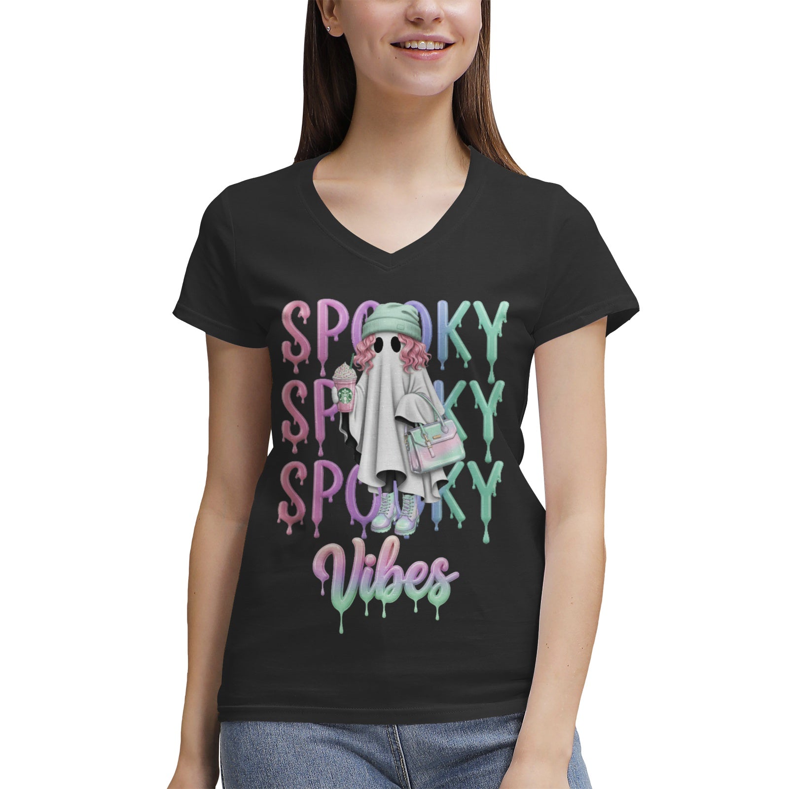 Women's 100% Cotton V‑Neck T‑shirt