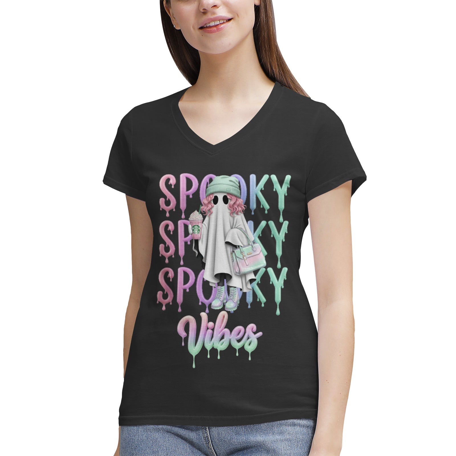 Women's 100% Cotton V‑Neck T‑shirt
