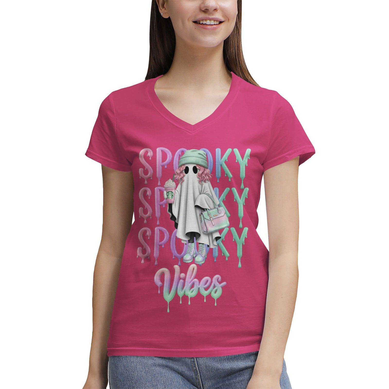 Women's 100% Cotton V‑Neck T‑shirt