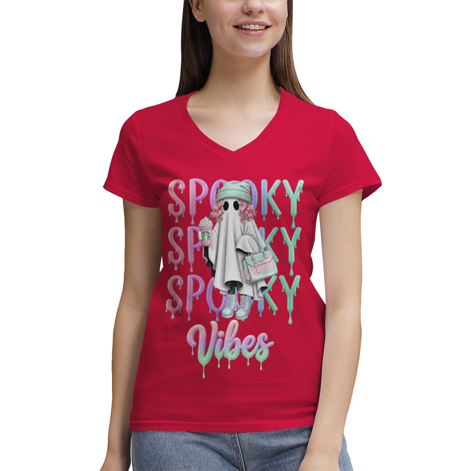 Women's 100% Cotton V‑Neck T‑shirt