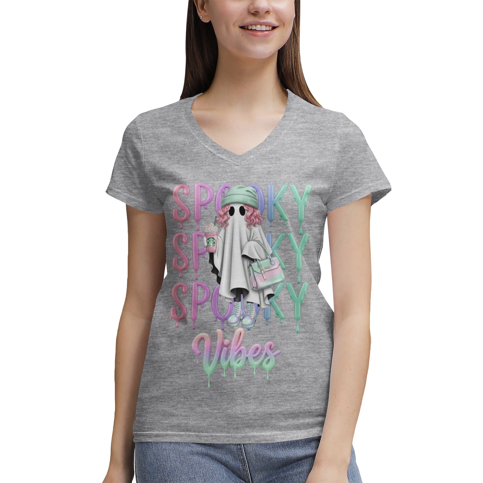 Women's 100% Cotton V‑Neck T‑shirt