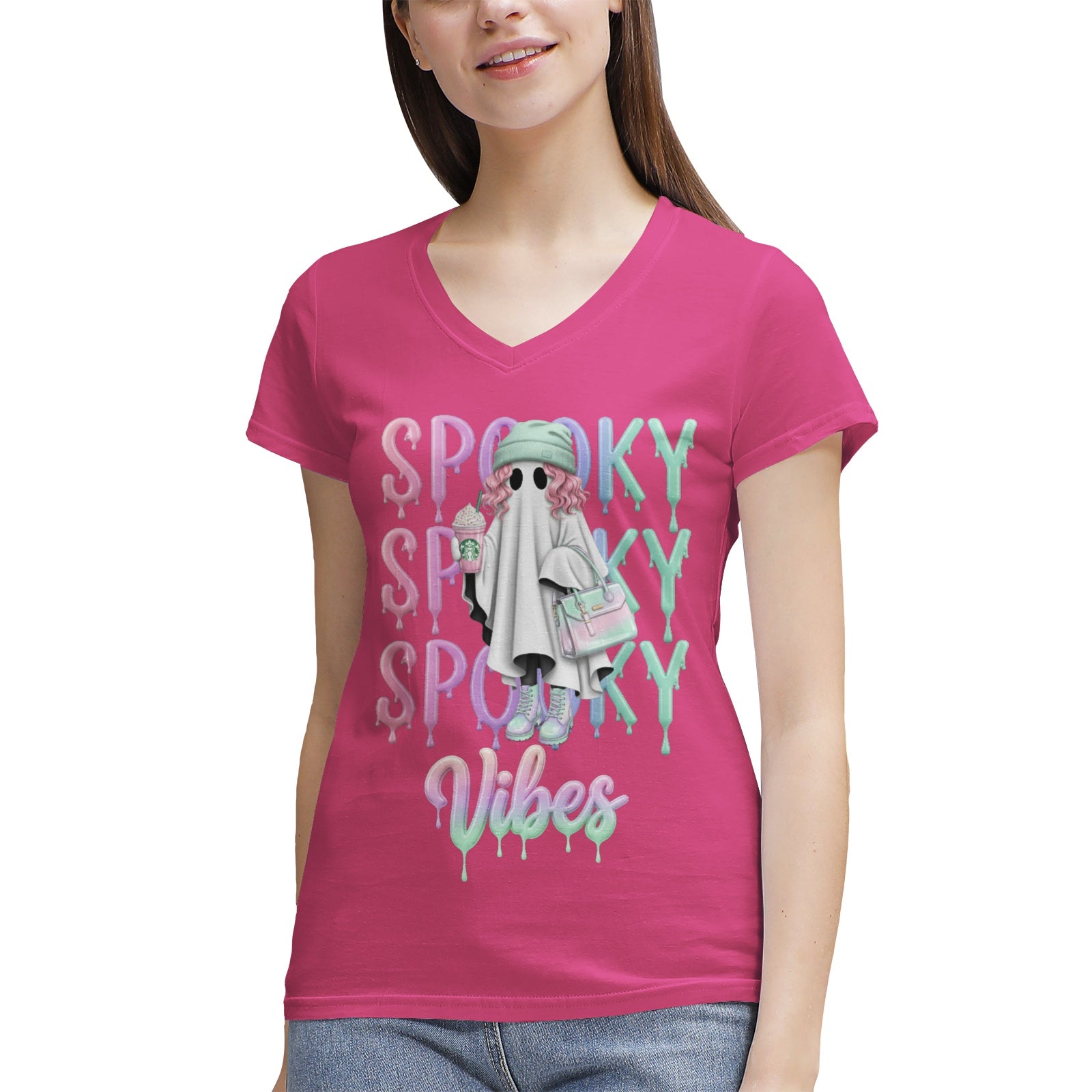 Women's 100% Cotton V‑Neck T‑shirt
