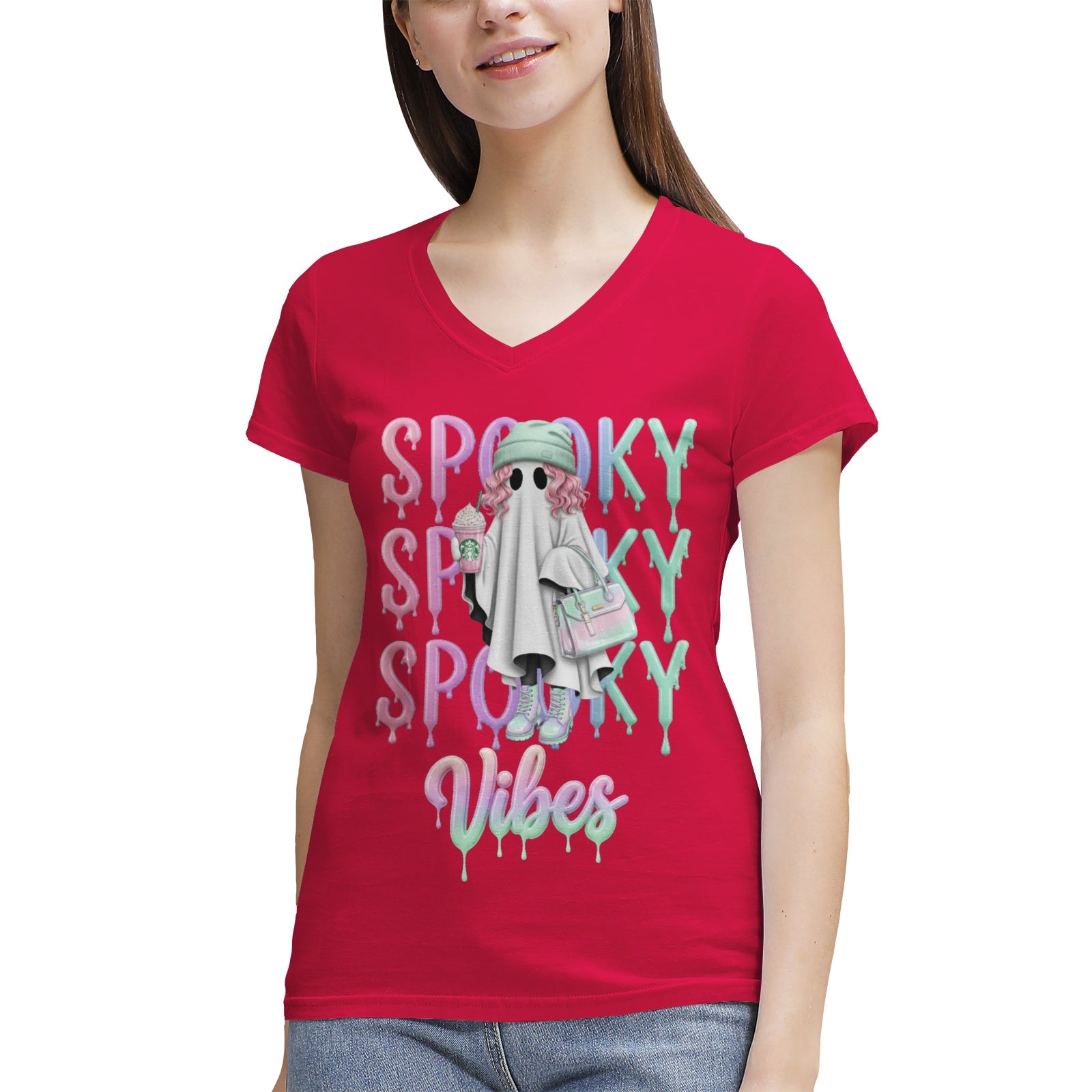 Women's 100% Cotton V‑Neck T‑shirt