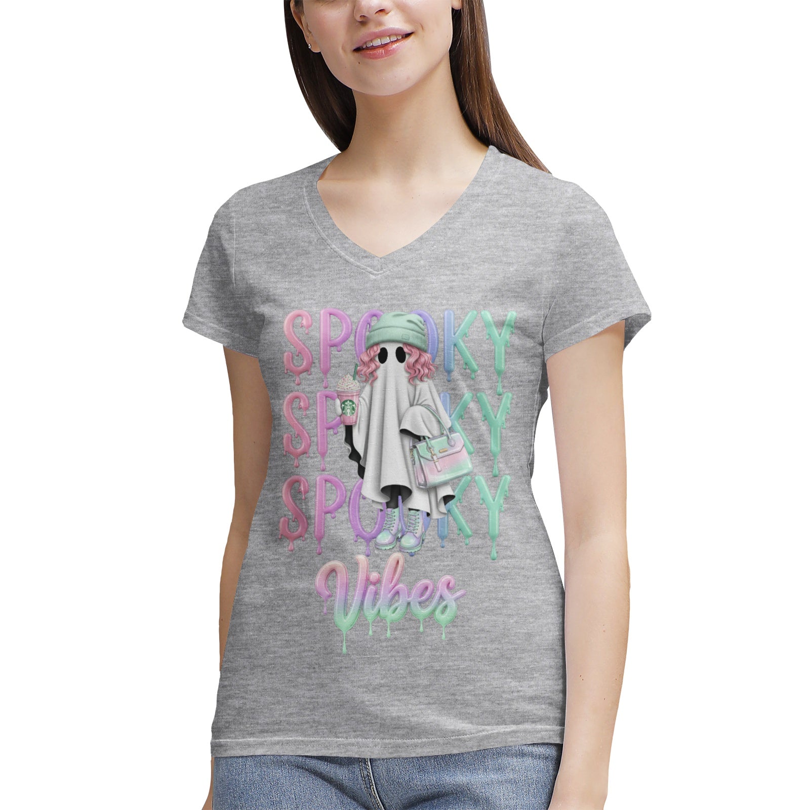 Women's 100% Cotton V‑Neck T‑shirt