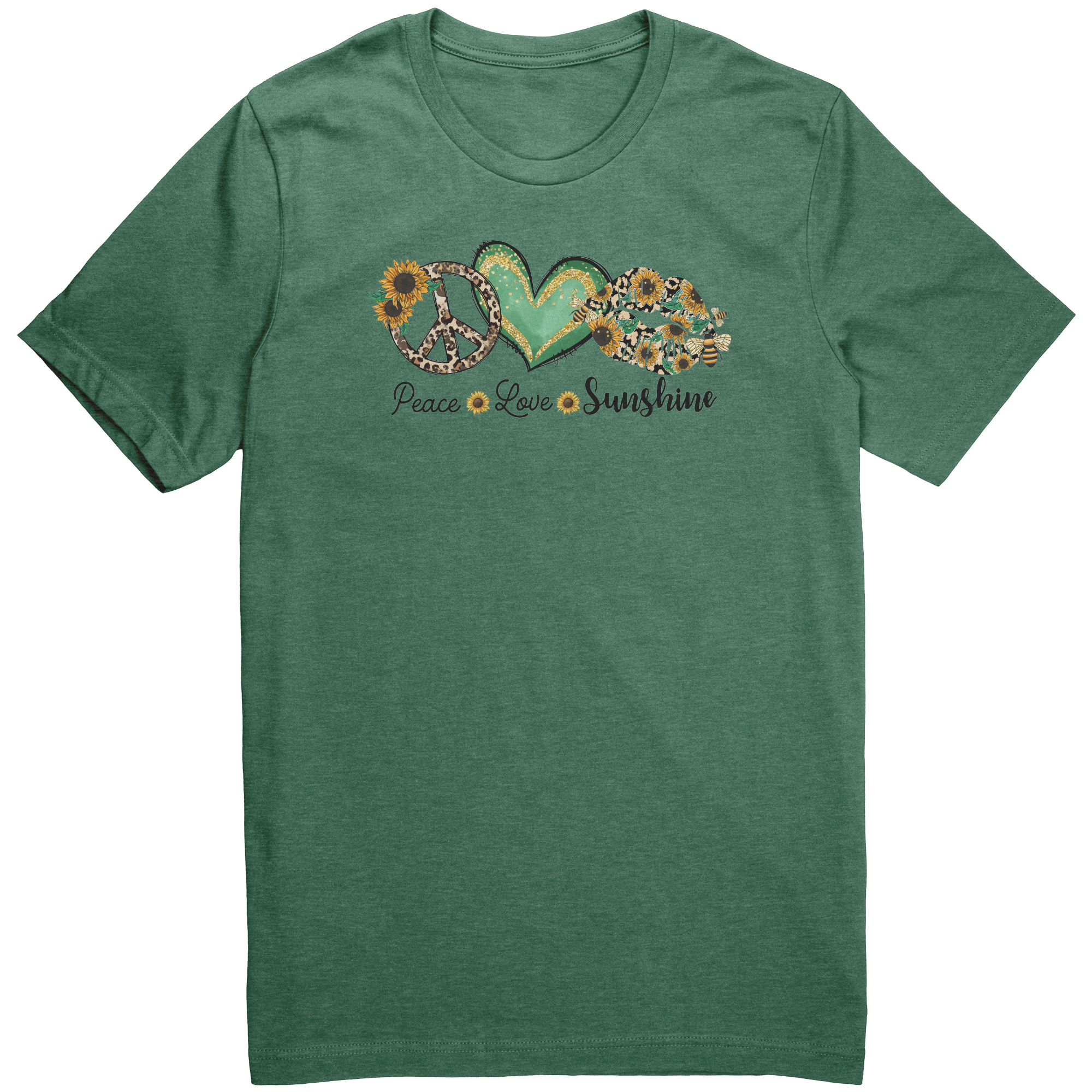 Peace_Love_Sunshine_Tee_Heather_Green_Grass_Front_Mockup.png
