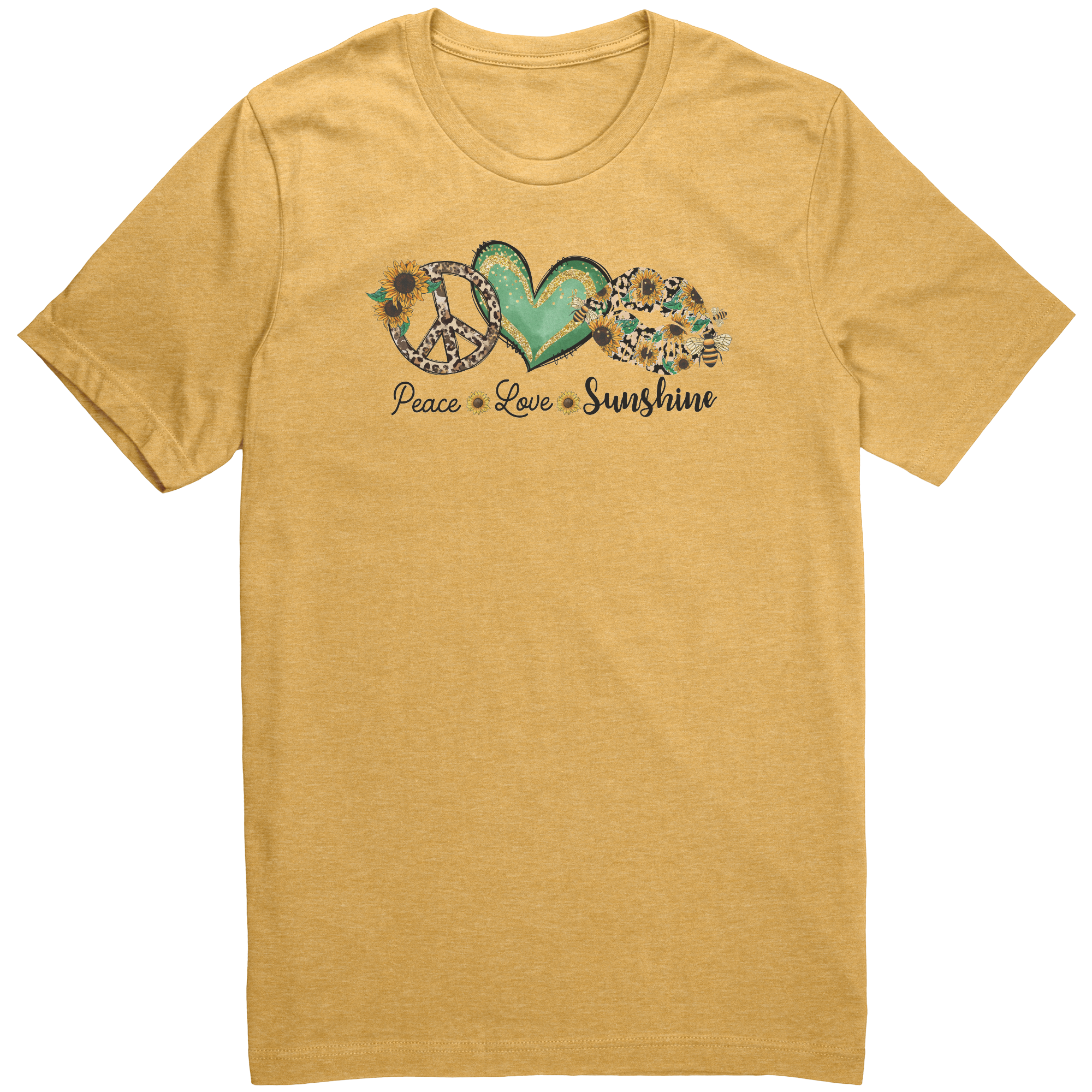 Peace_Love_Sunshine_Tee_Heather_Yellow_Gold_Front_Mockup.png