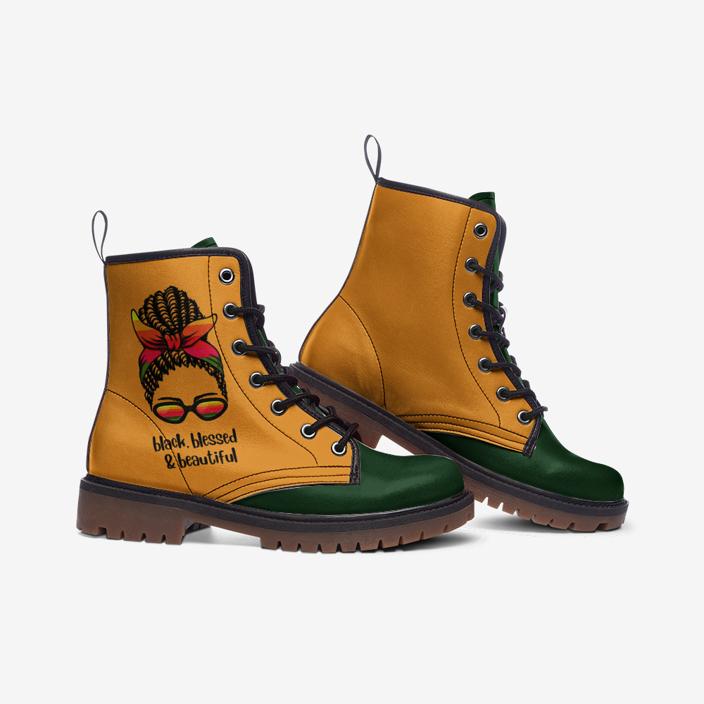 Blk is beautiful boots/ green