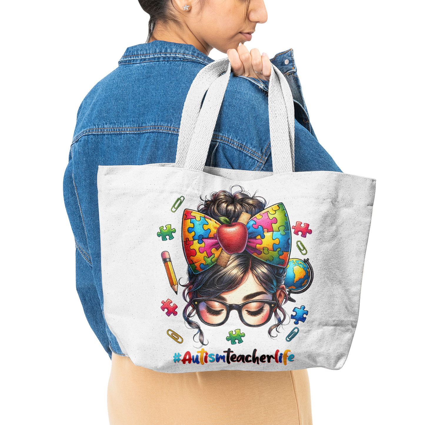 Autism Teacher Canvas Tote Bags